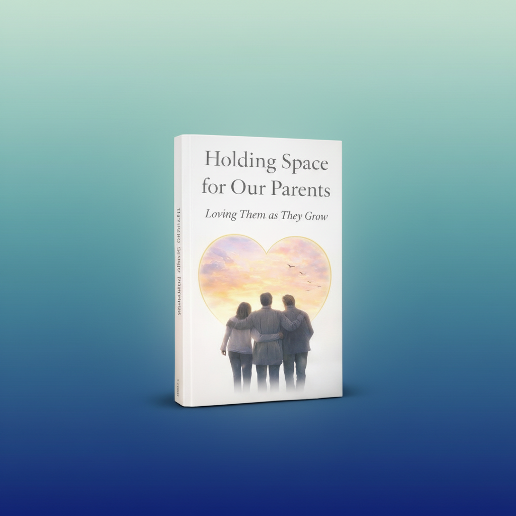 Holding Space for Our Parents book with peacock gradient background