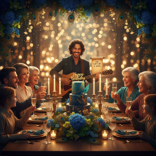 A Day For You - elegant birthday celebration with peacock colors